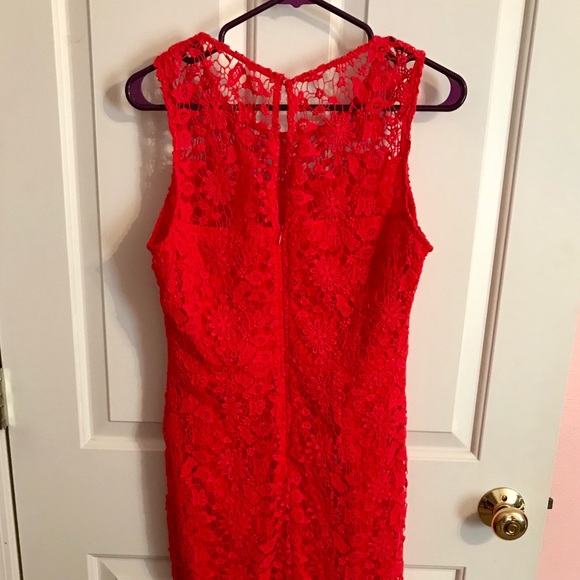 Red Lace Midi Dress - Picture 3 of 4